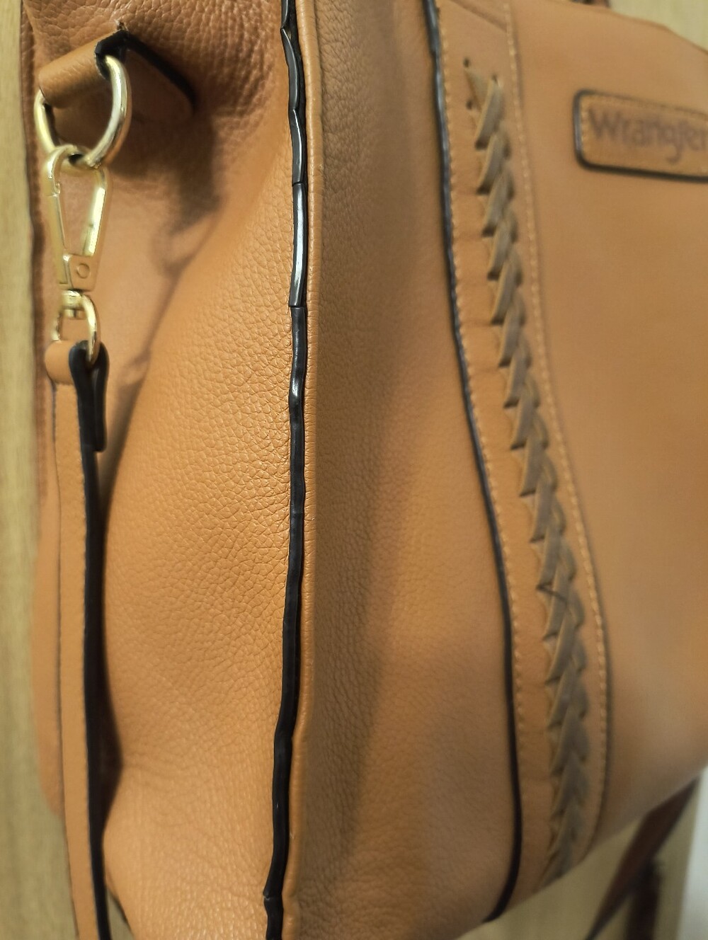 Wrangler Western Whipstitch Tote Crossbody Bag Cognac Brown Handbag Satchel - Picture 9 of 11